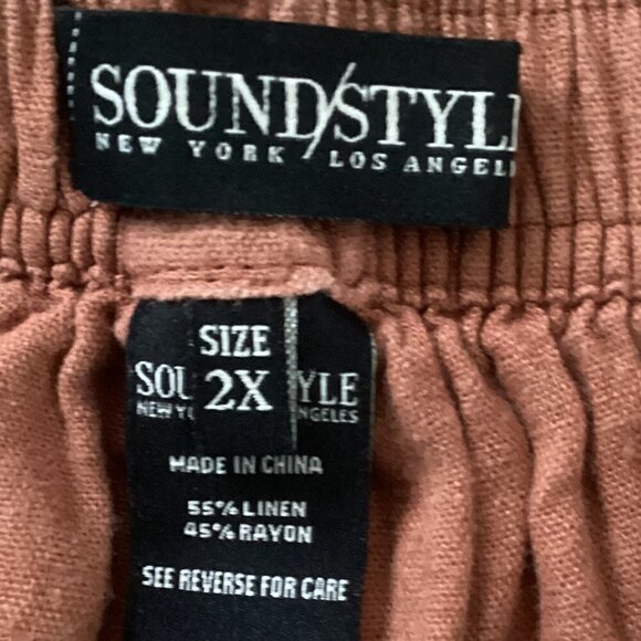 SoundStyle Linen Rayon Shorts Plus Sz 2X Rust Brown 95K - Picture 3 of 5